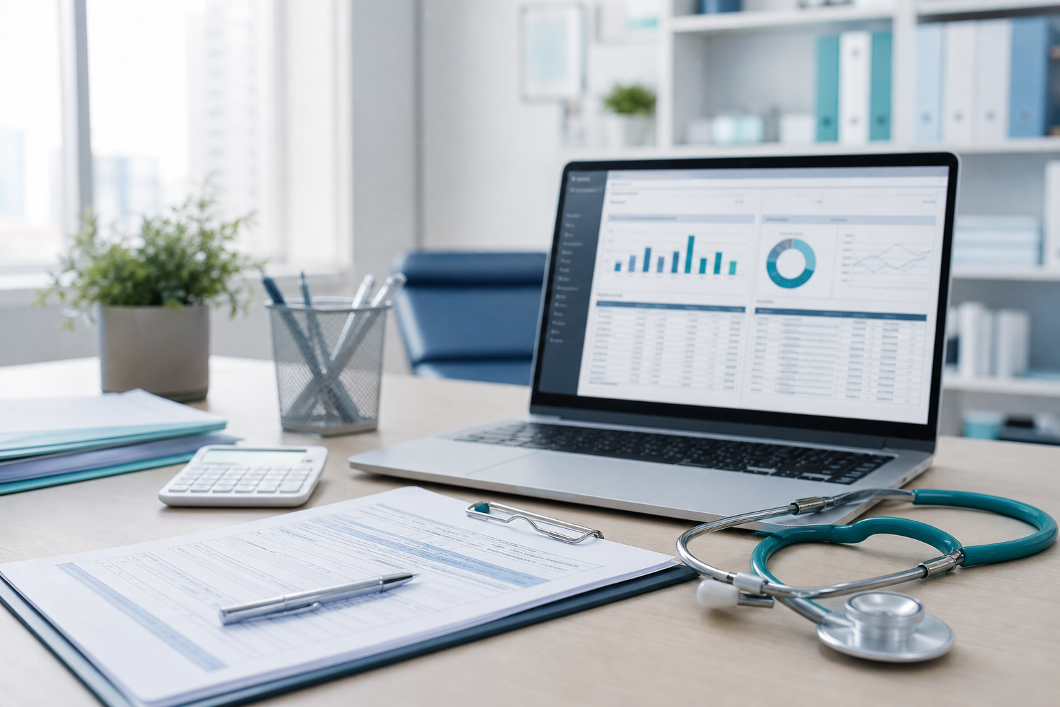 Professional medical billing and healthcare administration workspace